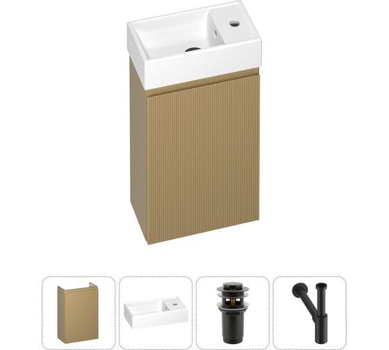 Изображение товара Комплект подвесной тумбы с раковиной для ванной и туалета Wellsee WC Area в наборе 4 в 1 20216848R