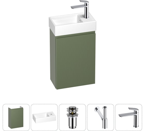 Изображение товара Комплект подвесной тумбы с раковиной для ванной и туалета Wellsee WC Area в наборе 5 в 1 20216865R