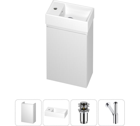 Изображение товара Комплект подвесной тумбы с раковиной для ванной и туалета Wellsee WC Area в наборе 4 в 1 20216851R