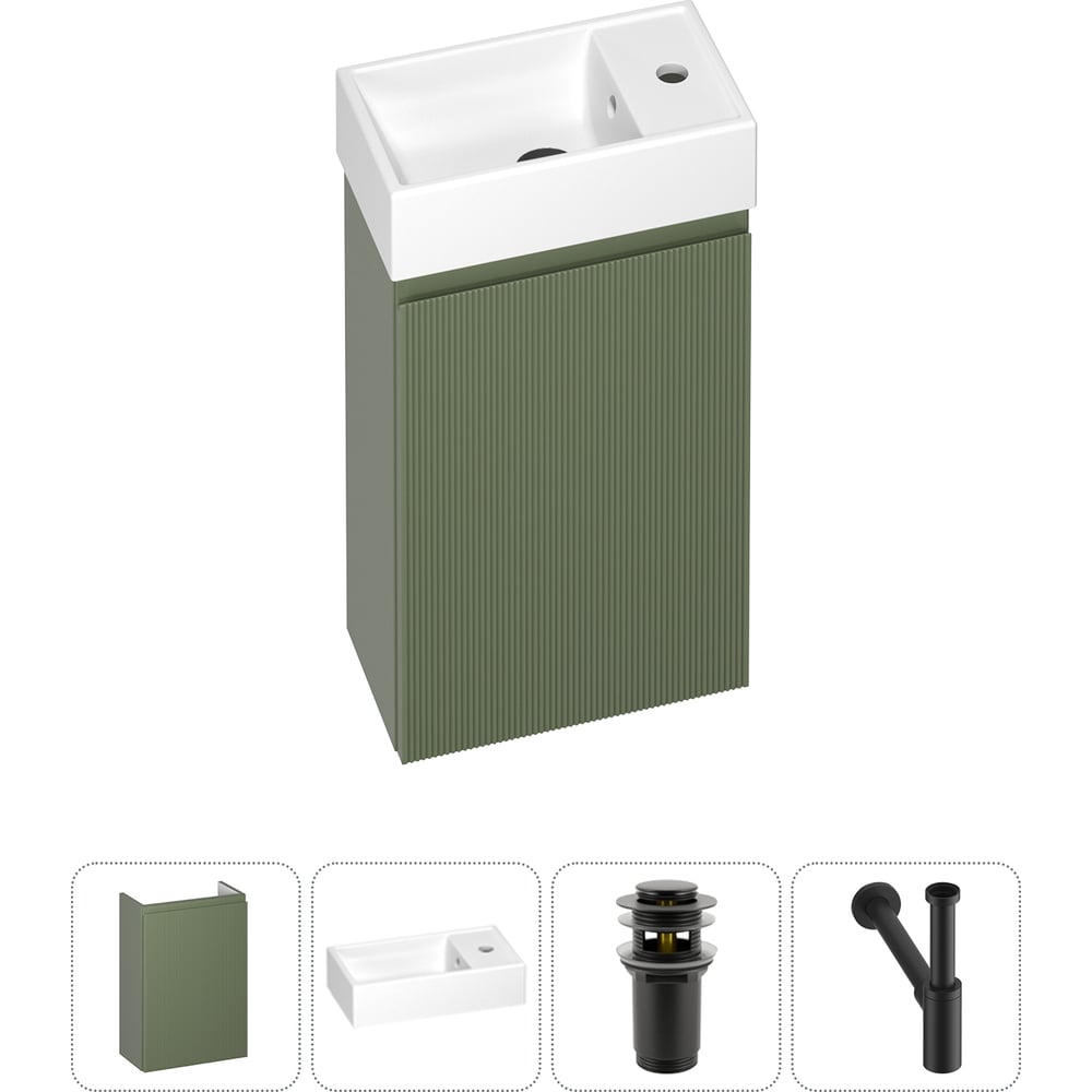 Изображение товара Комплект подвесной тумбы с раковиной для ванной WC Area 4 в 1 стильный и практичный