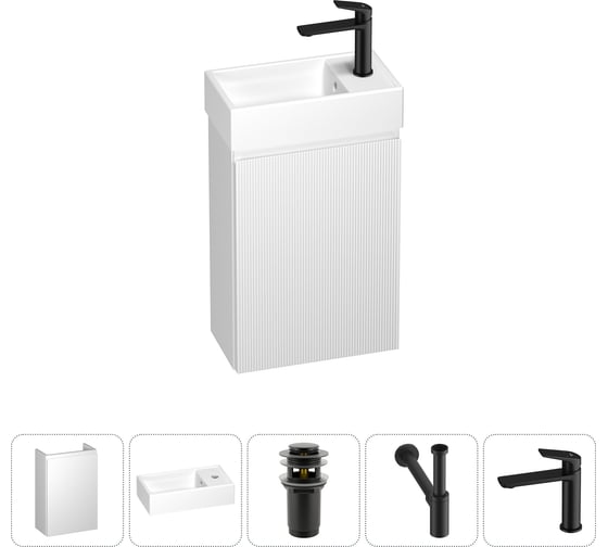 Изображение товара Комплект подвесной тумбы с раковиной для ванной и туалета Wellsee WC Area в наборе 5 в 1 20216866R