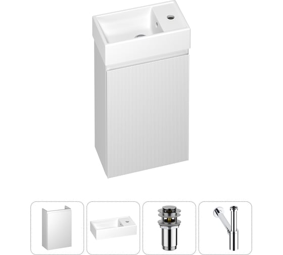 Изображение товара Комплект подвесной тумбы с раковиной для ванной и туалета Wellsee WC Area в наборе 4 в 1 20216841R