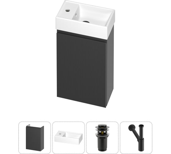 Изображение товара Комплект подвесной тумбы с раковиной для ванной и туалета Wellsee WC Area в наборе 4 в 1 20216857R