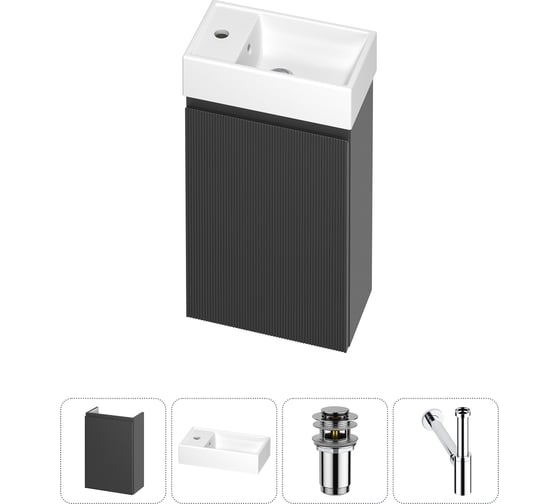 Изображение товара Комплект подвесной тумбы с раковиной для ванной и туалета Wellsee WC Area в наборе 4 в 1 20216852R