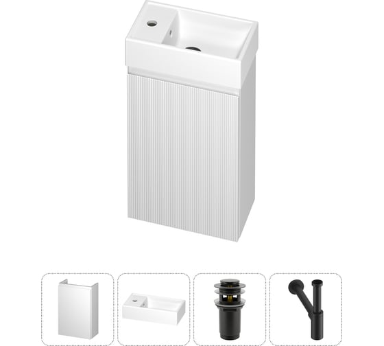 Изображение товара Комплект подвесной тумбы с раковиной для ванной и туалета Wellsee WC Area в наборе 4 в 1 20216856R