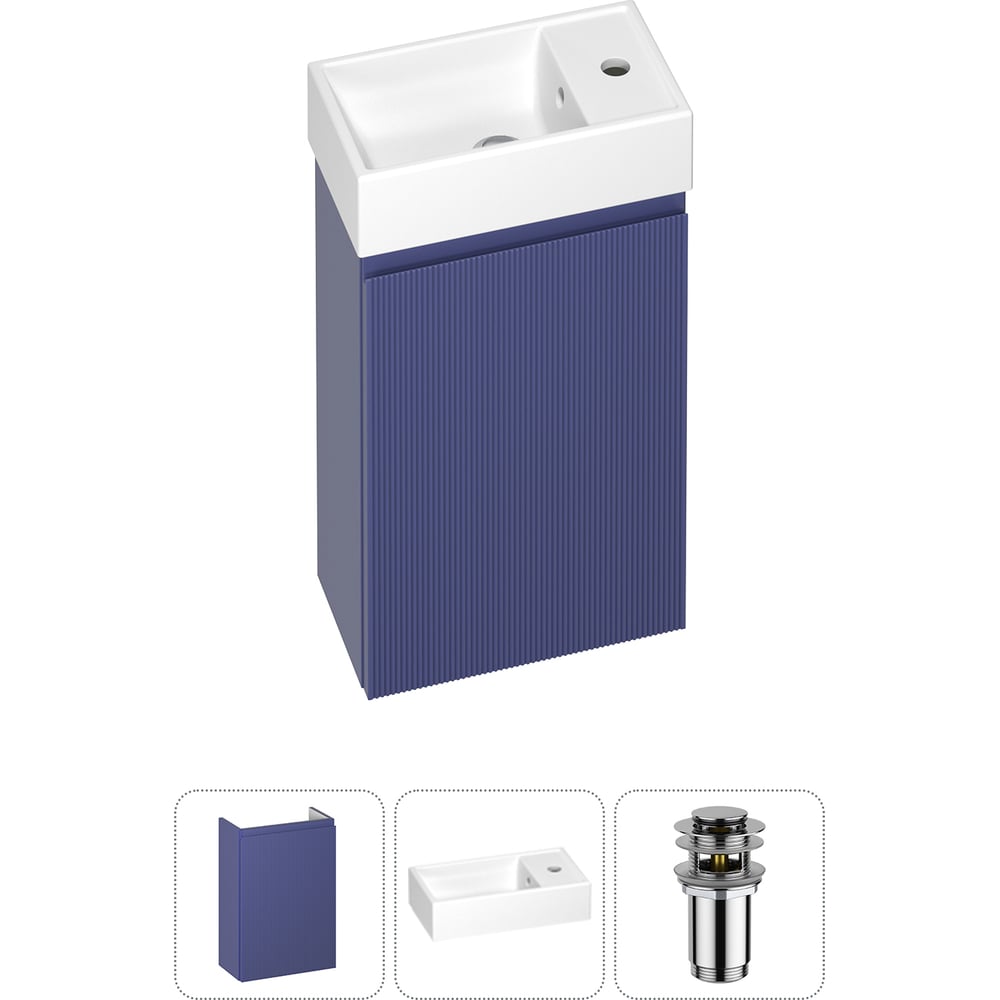 Изображение товара Комплект подвесной тумбы с раковиной для ванной и туалета Wellsee WC Area в наборе 3 в 1 20216824R