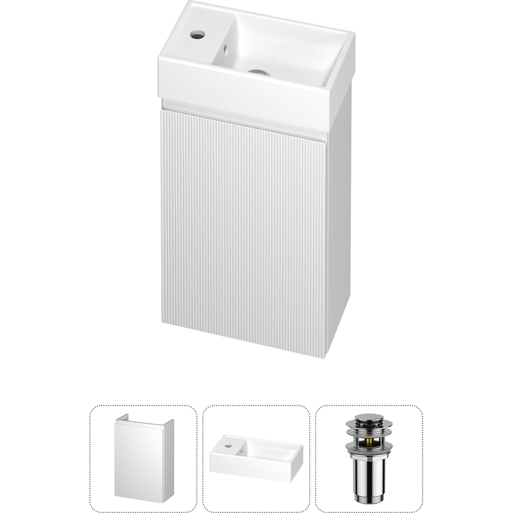 Изображение товара Комплект подвесной тумбы с раковиной для ванной и туалета Wellsee WC Area в наборе 3 в 1 20216831R