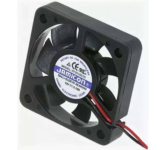 Изображение товара Вентилятор JAMICON KF0510S1H--R (KF0510S1H-012-243R) (5200RPM) 12V/0.06A (50x50x10) S(втулка) CFM8.72/dBA21.2, провод С00040202