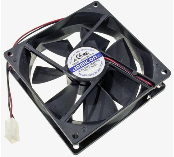 Изображение товара Вентилятор JAMICON JF0925B1H--R (JF0925B1H-001-065R) (2800RPM) 12V/0, 35A (92x92x25) B(подшипник) CFM52, 04/dBA35, 1, провод С00040200