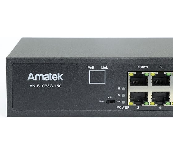 Изображение товара Коммутатор Amatek  AN-S10P8G-150 HiPoE, PoE+ 7000415