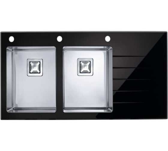 Изображение товара Мойка ALVEUS CRYSTALIX 30 черный, 1160x540 мм, 2X левая, в компл.с сиф.1090864, кол.1084328, доз.1069687 1099645