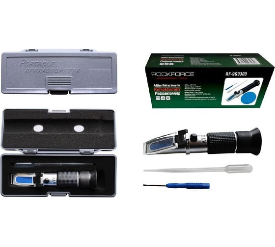 Изображение товара Рефрактометр 3в1 Rockforce антифриз, электролит, омывающая жидкость) в пластиковом футляре RF-9G0303(47307)
