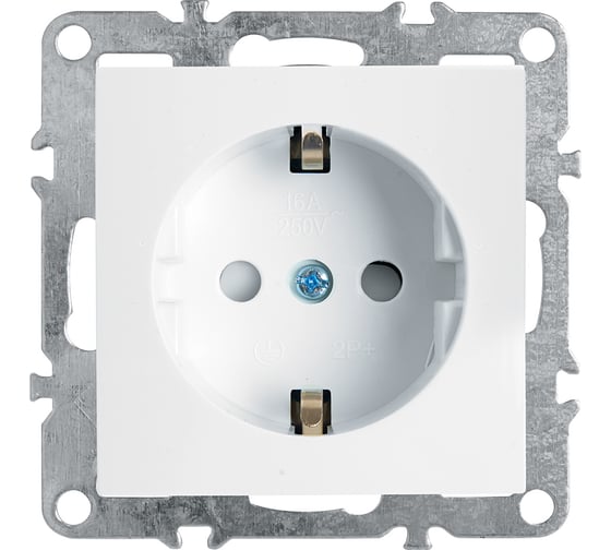 Изображение товара 1-местная розетка STEKKER с заземлением, механизм, 250В, 16А, серия Эрна, белый PST16-9110-01 39317