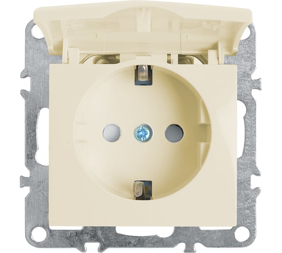 Изображение товара 1-местная розетка STEKKER Эрна с заземлением с крышкой, механизм, 250В, 16А, с защитной шторкой, слоновая кость PST16-9112-02 39330