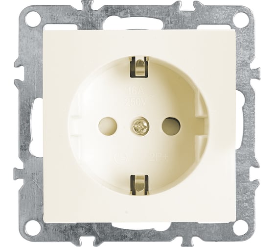 Изображение товара 1-местная розетка STEKKER с заземлением, механизм, 250В, 16А, с защитной шторкой, Эрна, слоновая кость PST16-9110-02 39328