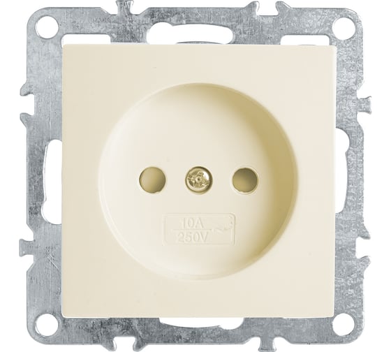 Изображение товара 1-местная розетка STEKKER без заземления, механизм, PST10-9109-02, 250В, 10А с защитной шторкой, Эрна слоновая кость 39327