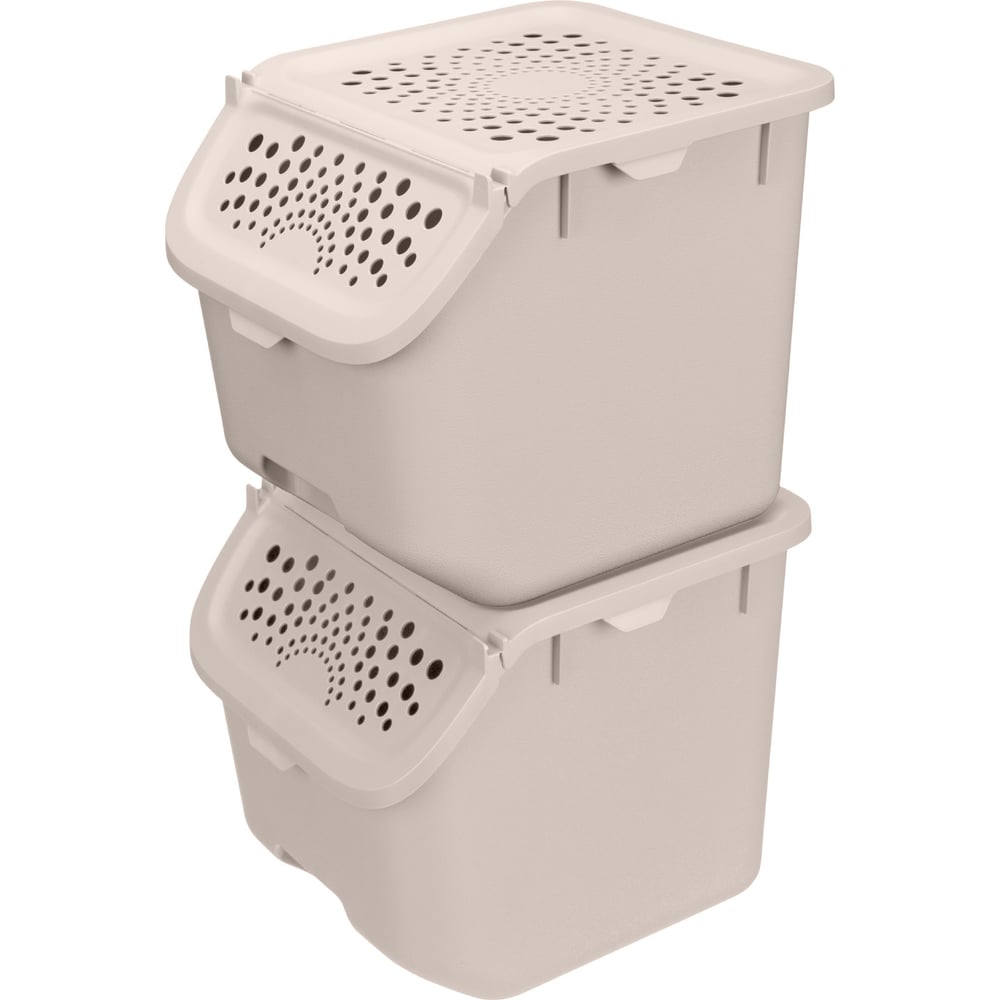 Изображение товара Набор контейнеров для овощей и фруктов Phibo 11,3 л, 275x240x240 мм, светло-бежевый 2 шт. 43526613422