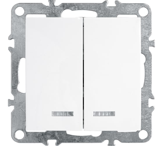 Изображение товара 2-клавишный выключатель STEKKER с индикатором, механизм, 250В, 10А, серия Эрна белый PSW10-9102-01 39310