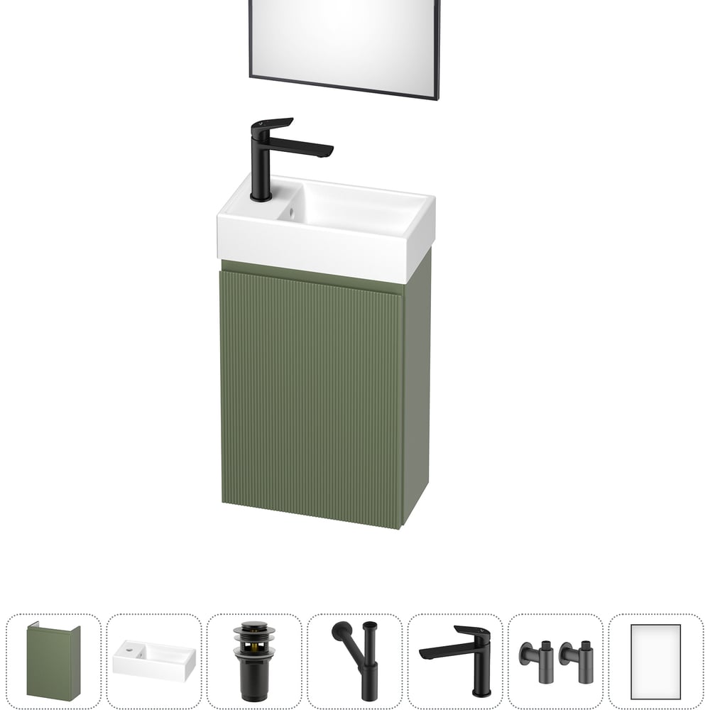 Комплект подвесной тумбы с раковиной для ванной и туалета Wellsee WC Area в наборе 7 в 1 20216920R