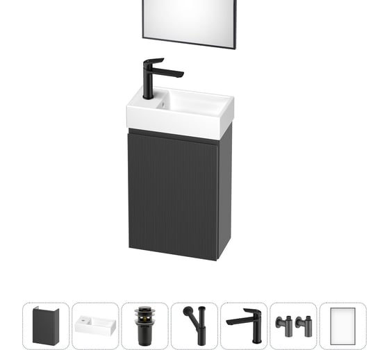 Изображение товара Комплект подвесной тумбы с раковиной для ванной и туалета Wellsee WC Area в наборе 7 в 1 20216917R