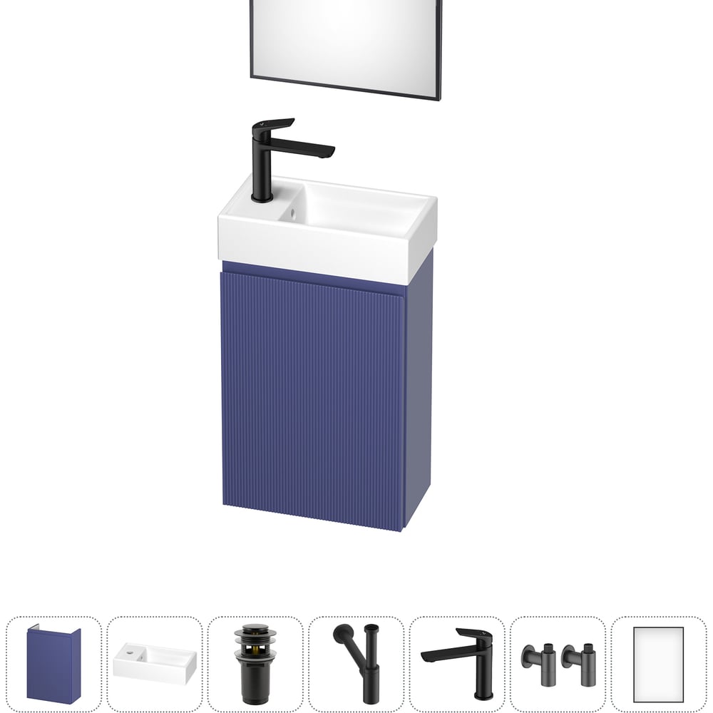 Комплект подвесной тумбы с раковиной для ванной и туалета Wellsee WC Area в наборе 7 в 1 20216919R