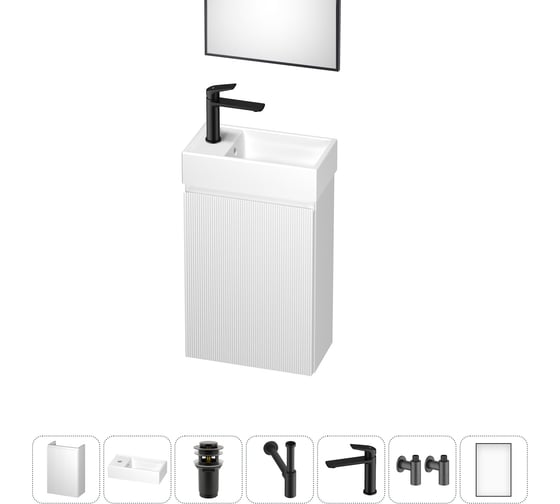 Изображение товара Комплект подвесной тумбы с раковиной для ванной и туалета Wellsee WC Area в наборе 7 в 1 20216916R