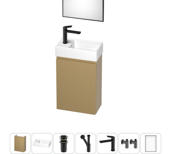 Изображение товара Комплект подвесной тумбы с раковиной для ванной и туалета Wellsee WC Area в наборе 7 в 1 20216918R