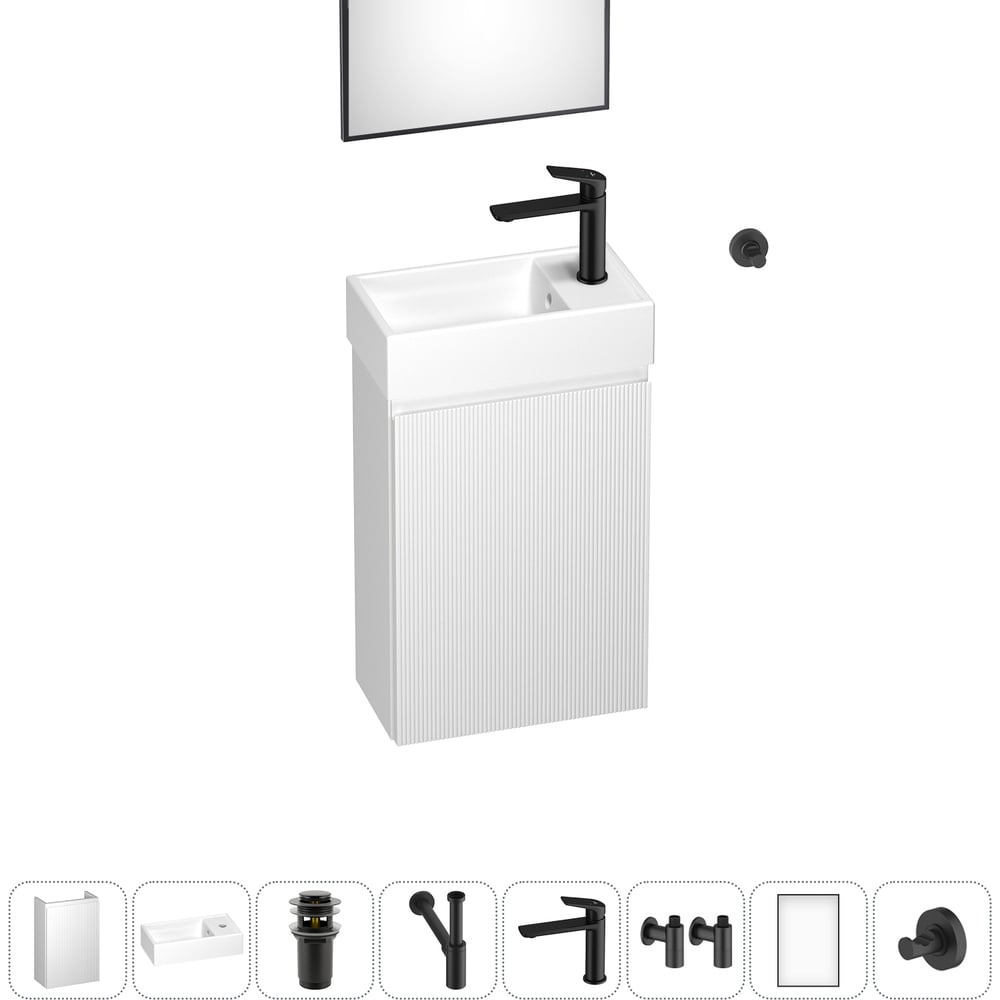 Комплект подвесной тумбы с раковиной для ванной и туалета Wellsee WC Area в наборе 8 в 1 20216926R