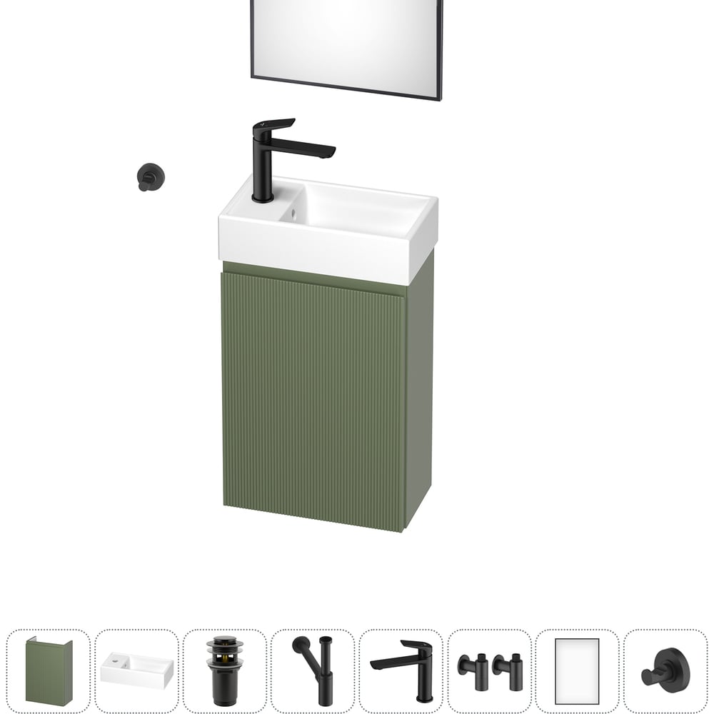 Комплект подвесной тумбы с раковиной для ванной и туалета Wellsee WC Area в наборе 8 в 1 20216940R