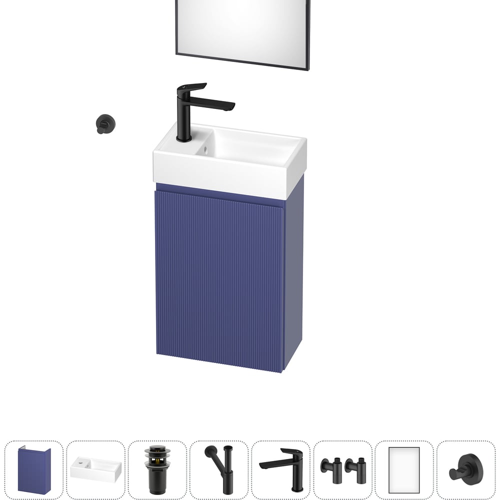 Комплект подвесной тумбы с раковиной для ванной и туалета Wellsee WC Area в наборе 8 в 1 20216939R