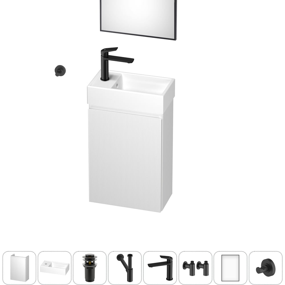 Комплект подвесной тумбы с раковиной для ванной и туалета Wellsee WC Area в наборе 8 в 1 20216936R