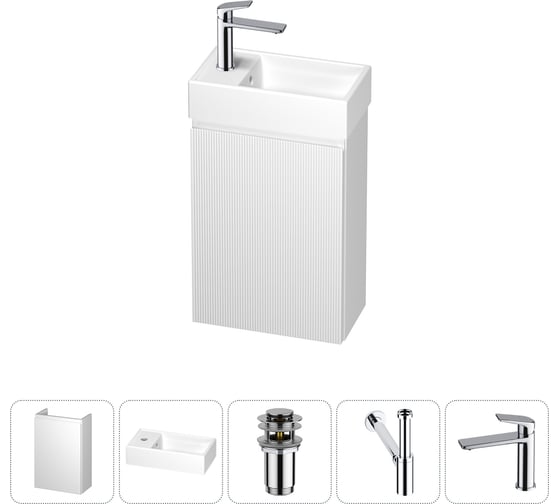 Изображение товара Комплект подвесной тумбы с раковиной для ванной и туалета Wellsee WC Area в наборе 5 в 1 20216871R