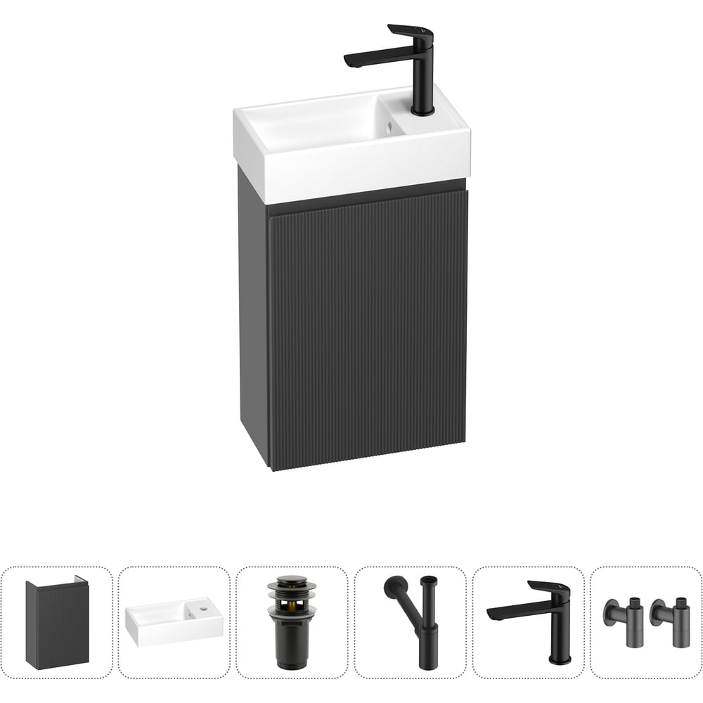 Комплект подвесной тумбы с раковиной для ванной и туалета Wellsee WC Area в наборе 6 в 1 20216887R