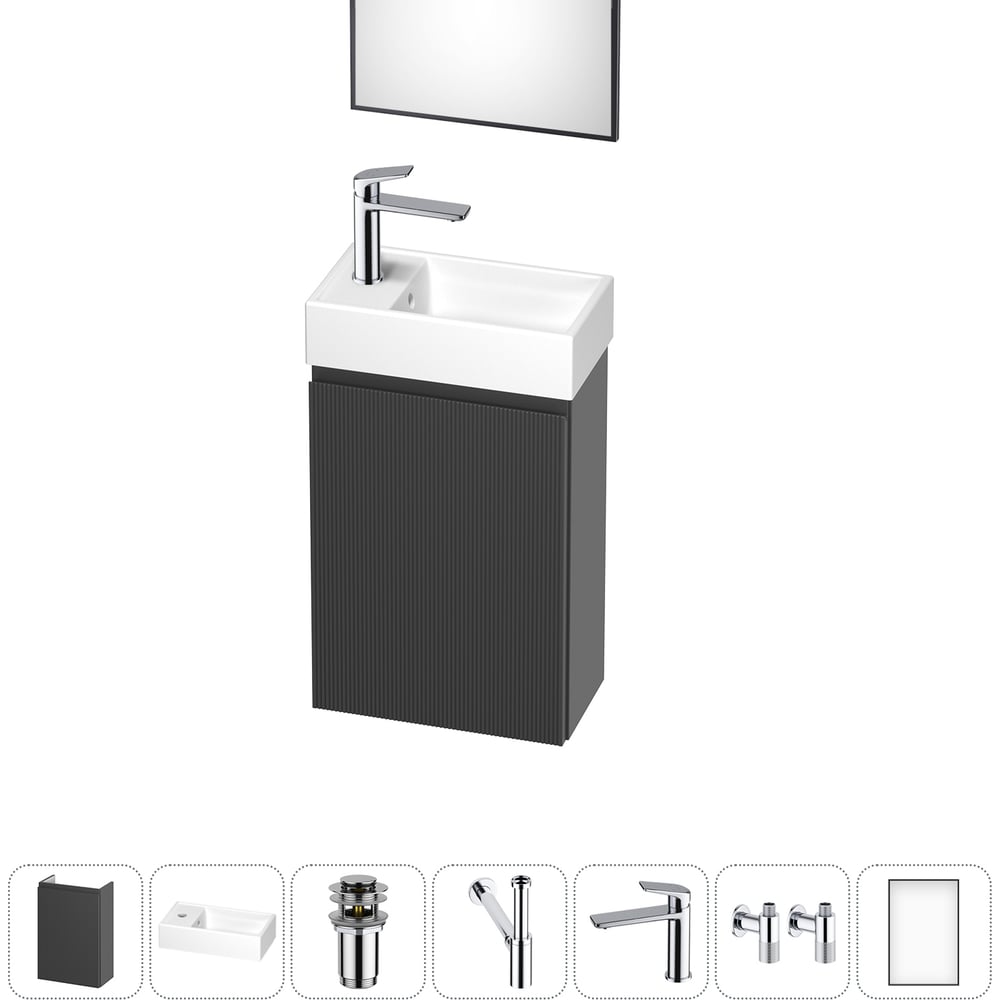 Изображение товара Wellsee WC Area: подвесная тумба с раковиной 7 в 1, темно-серый, 400x220 мм