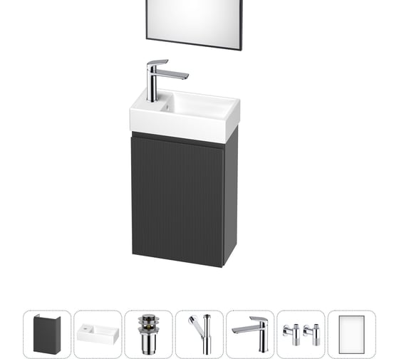 Изображение товара Комплект подвесной тумбы с раковиной для ванной и туалета Wellsee WC Area в наборе 7 в 1 20216912R