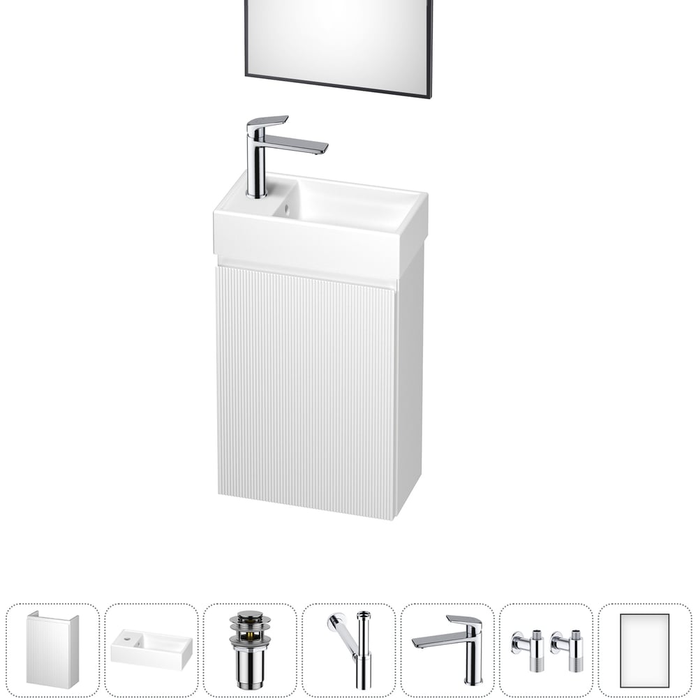 Комплект подвесной тумбы с раковиной для ванной и туалета Wellsee WC Area в наборе 7 в 1 20216911R