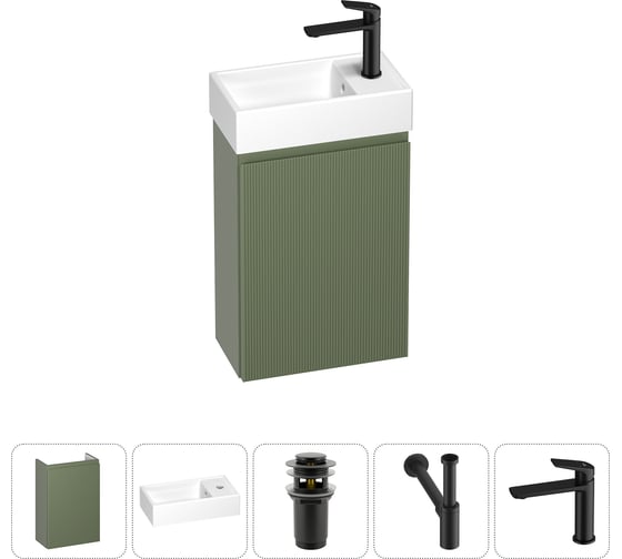 Изображение товара Комплект подвесной тумбы с раковиной для ванной и туалета Wellsee WC Area в наборе 5 в 1 20216870R