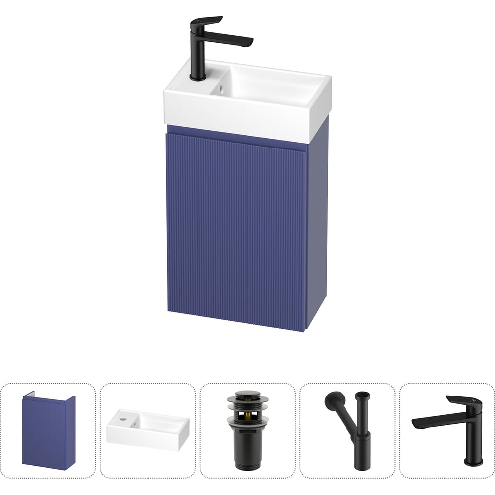 Изображение товара Комплект подвесной умывальник с тумбой Wellsee WC Area 5 в 1