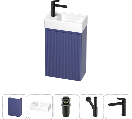 Изображение товара Комплект подвесной тумбы с раковиной для ванной и туалета Wellsee WC Area в наборе 5 в 1 20216879R