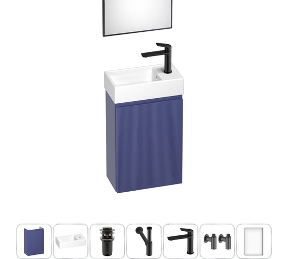 Изображение товара Комплект подвесной тумбы с раковиной для ванной и туалета Wellsee WC Area в наборе 7 в 1 20216909R