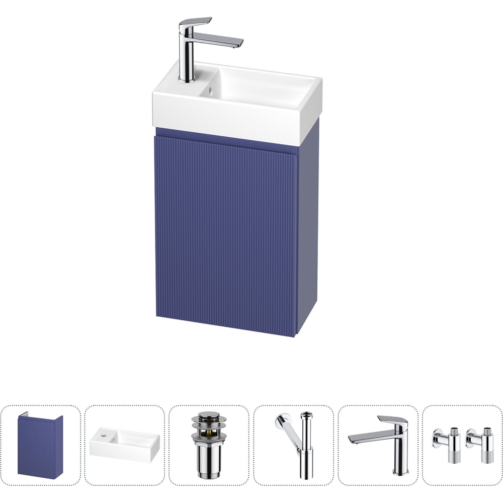 Комплект подвесной тумбы с раковиной для ванной и туалета Wellsee WC Area в наборе 6 в 1 20216894R