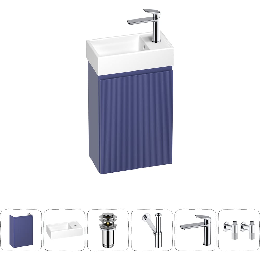 Комплект подвесной тумбы с раковиной для ванной и туалета Wellsee WC Area в наборе 6 в 1 20216884R