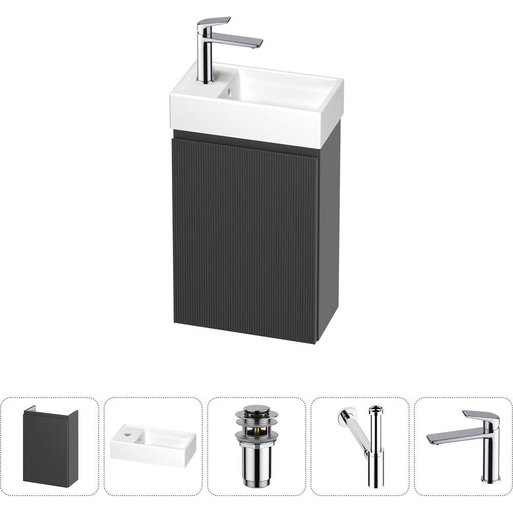 Комплект подвесной тумбы с раковиной для ванной и туалета Wellsee WC Area в наборе 5 в 1 20216872R