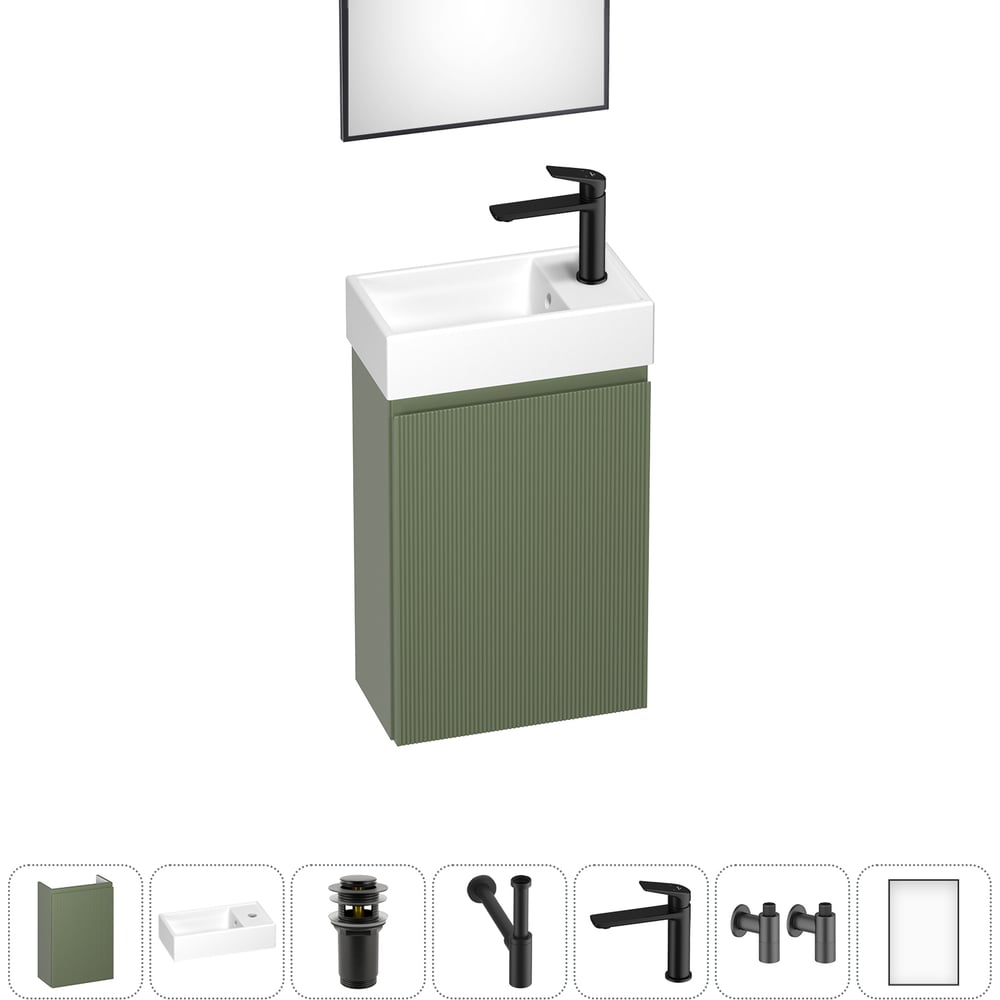 Комплект подвесной тумбы с раковиной для ванной и туалета Wellsee WC Area в наборе 7 в 1 20216910R