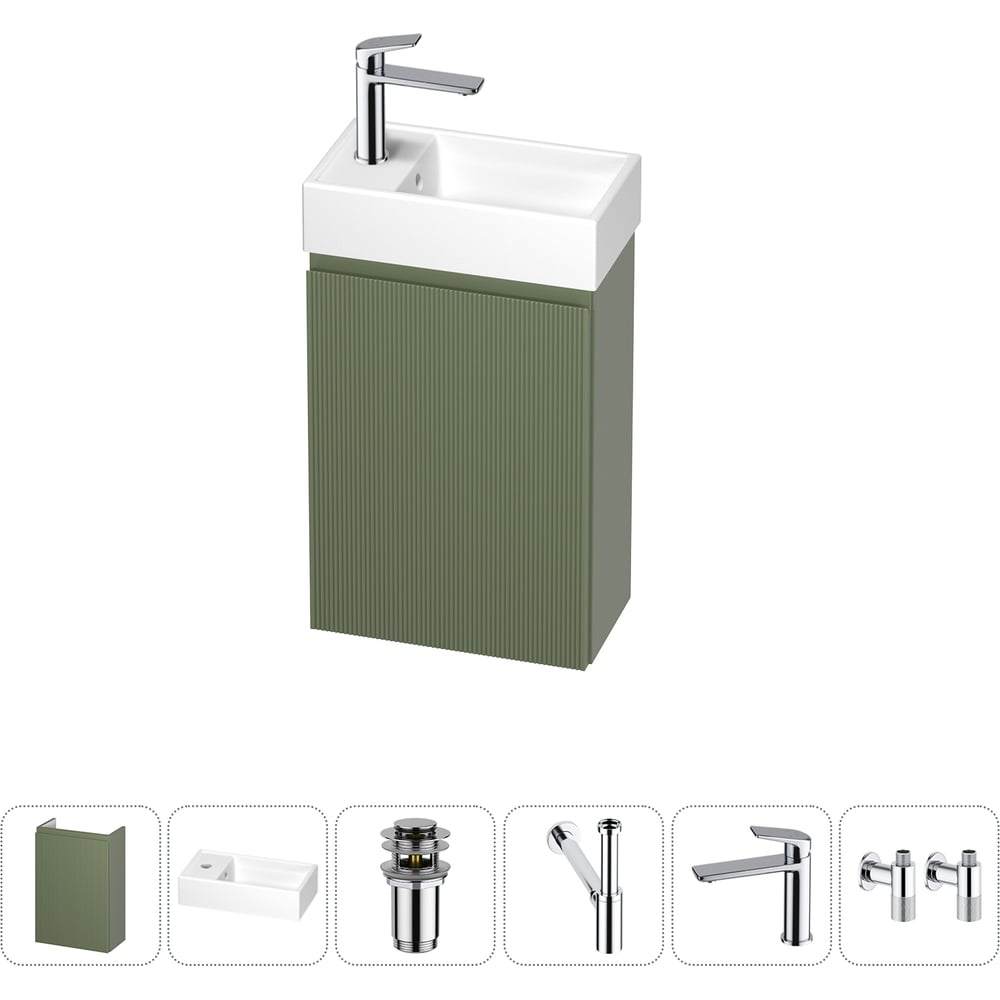 Комплект подвесной тумбы с раковиной для ванной и туалета Wellsee WC Area в наборе 6 в 1 20216895R