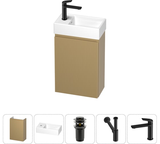 Изображение товара Комплект подвесной тумбы с раковиной для ванной и туалета Wellsee WC Area в наборе 5 в 1 20216878R