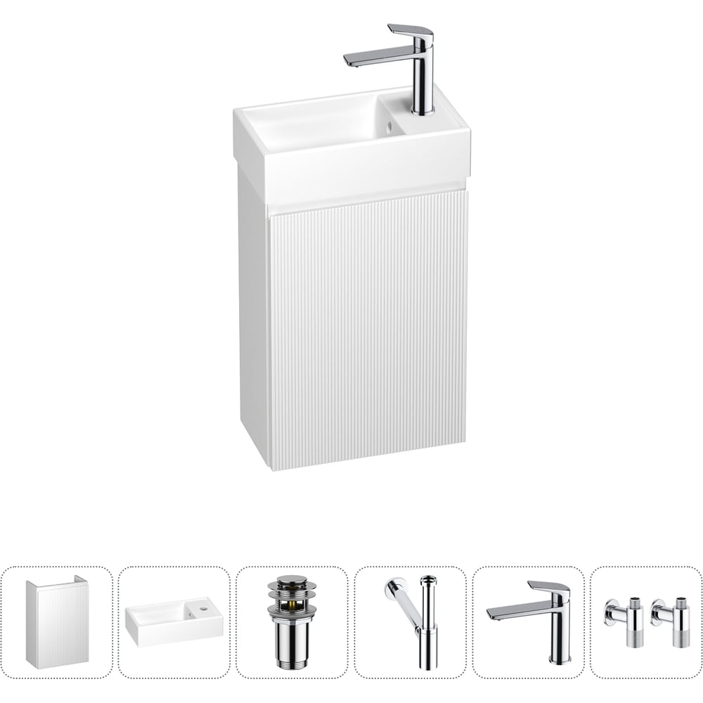 Комплект подвесной тумбы с раковиной для ванной и туалета Wellsee WC Area в наборе 6 в 1 20216881R