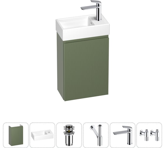 Изображение товара Комплект подвесной тумбы с раковиной для ванной и туалета Wellsee WC Area в наборе 6 в 1 20216885R