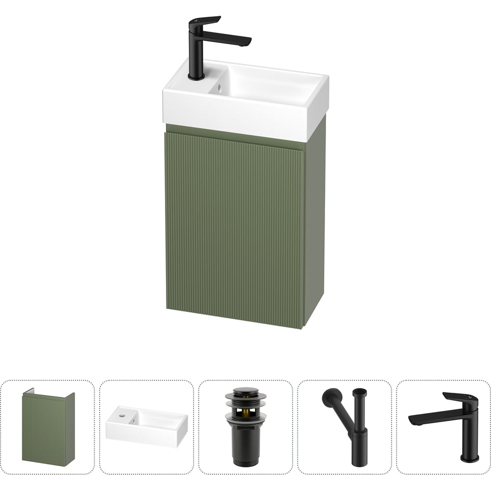 Изображение товара [Подвесная тумба] Wellsee WC Area 5 в 1 с раковиной (зеленый)