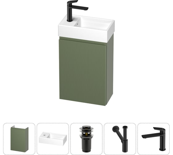 Изображение товара Комплект подвесной тумбы с раковиной для ванной и туалета Wellsee WC Area в наборе 5 в 1 20216880R